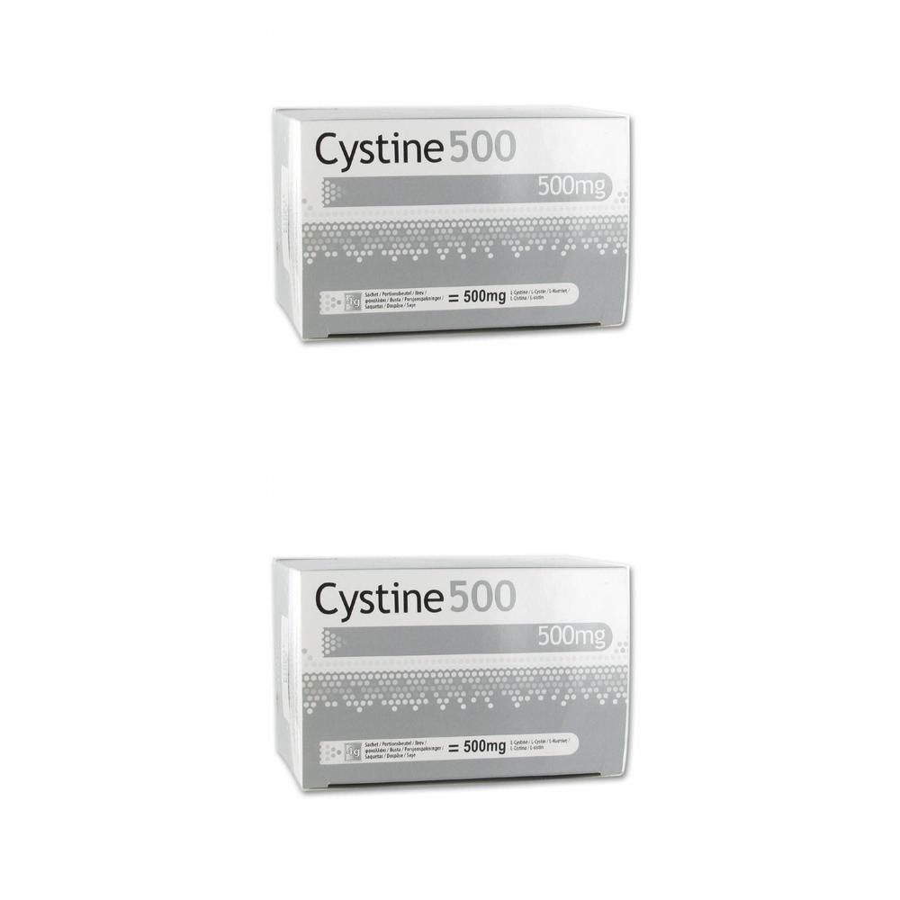 Deux boîtes de Cystine 500, chacune de 500mg.