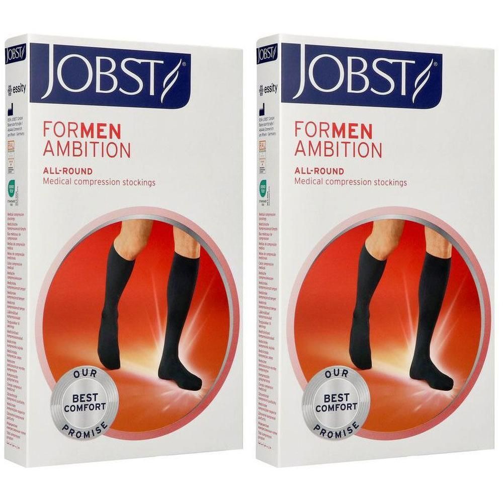Bas de compression JOBST ForMen Ambition, noirs, mi-longs, classe 2.