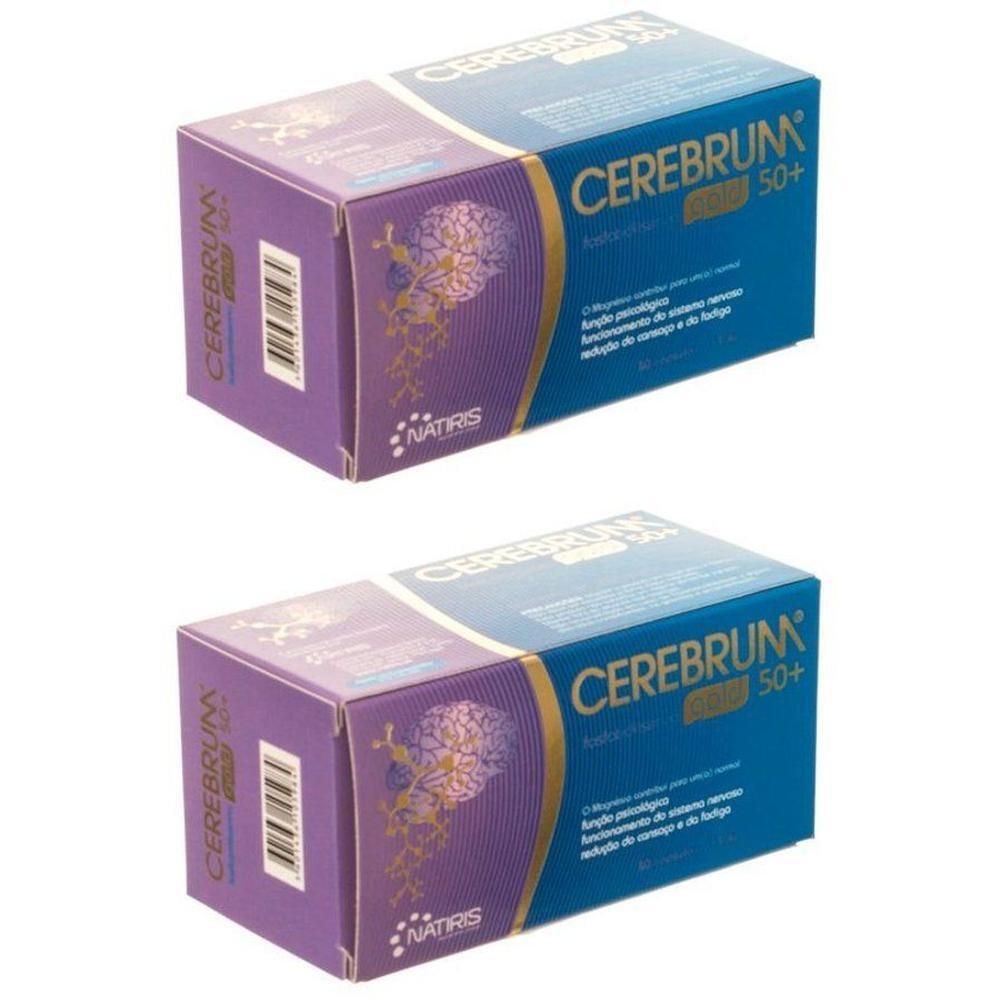 Deux boîtes de Cerebrum 50+ de Natiris avec illustration du cerveau.