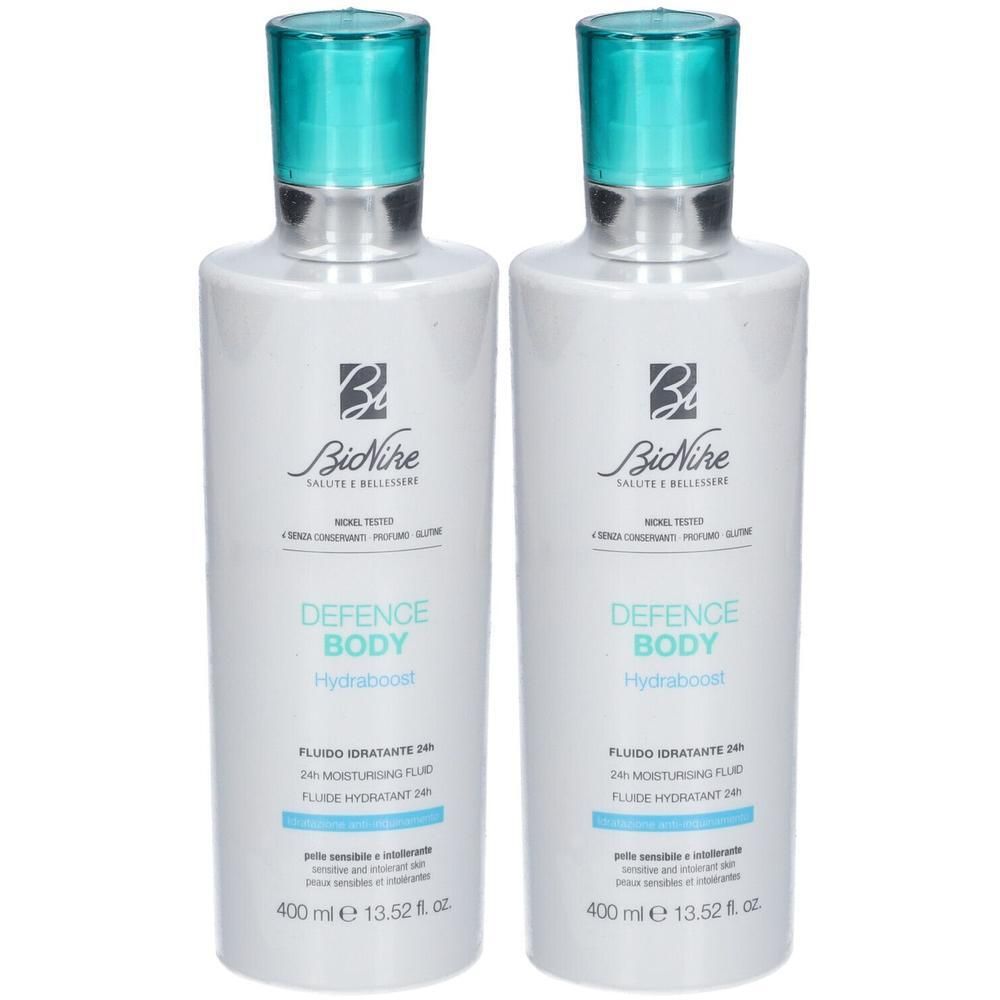 Twee BioNike Defence Body Hydraboost flessen, 400 ml.