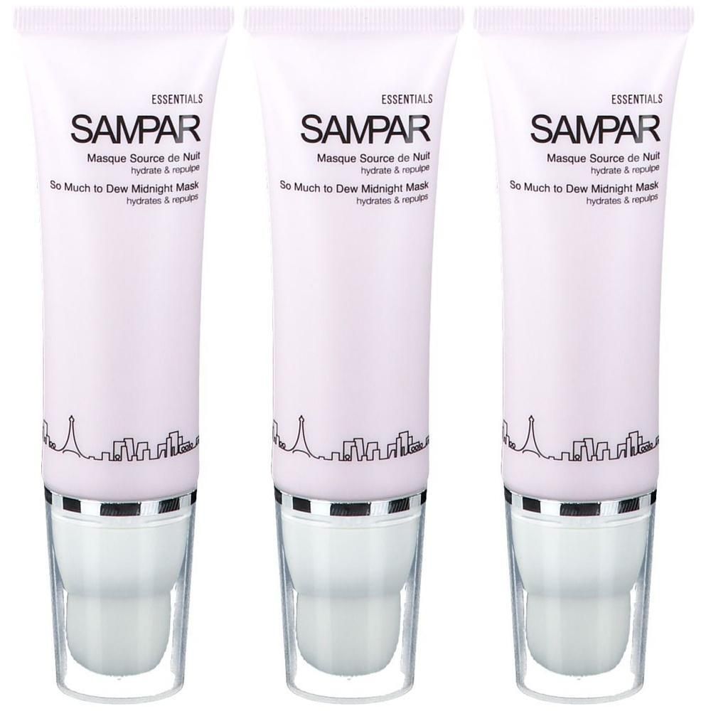 Drie tubes Sampar Masque Source De Nuit met skyline-detail.