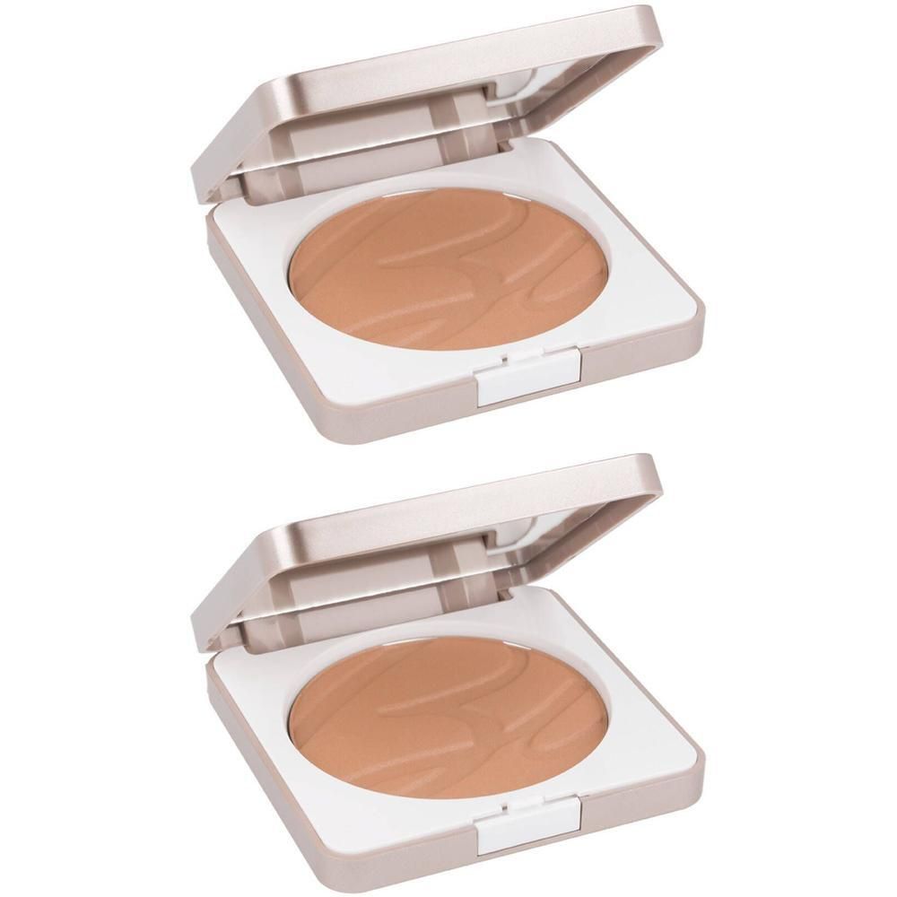 Deux poudres compactes ouvertes avec poudre brune et miroir.