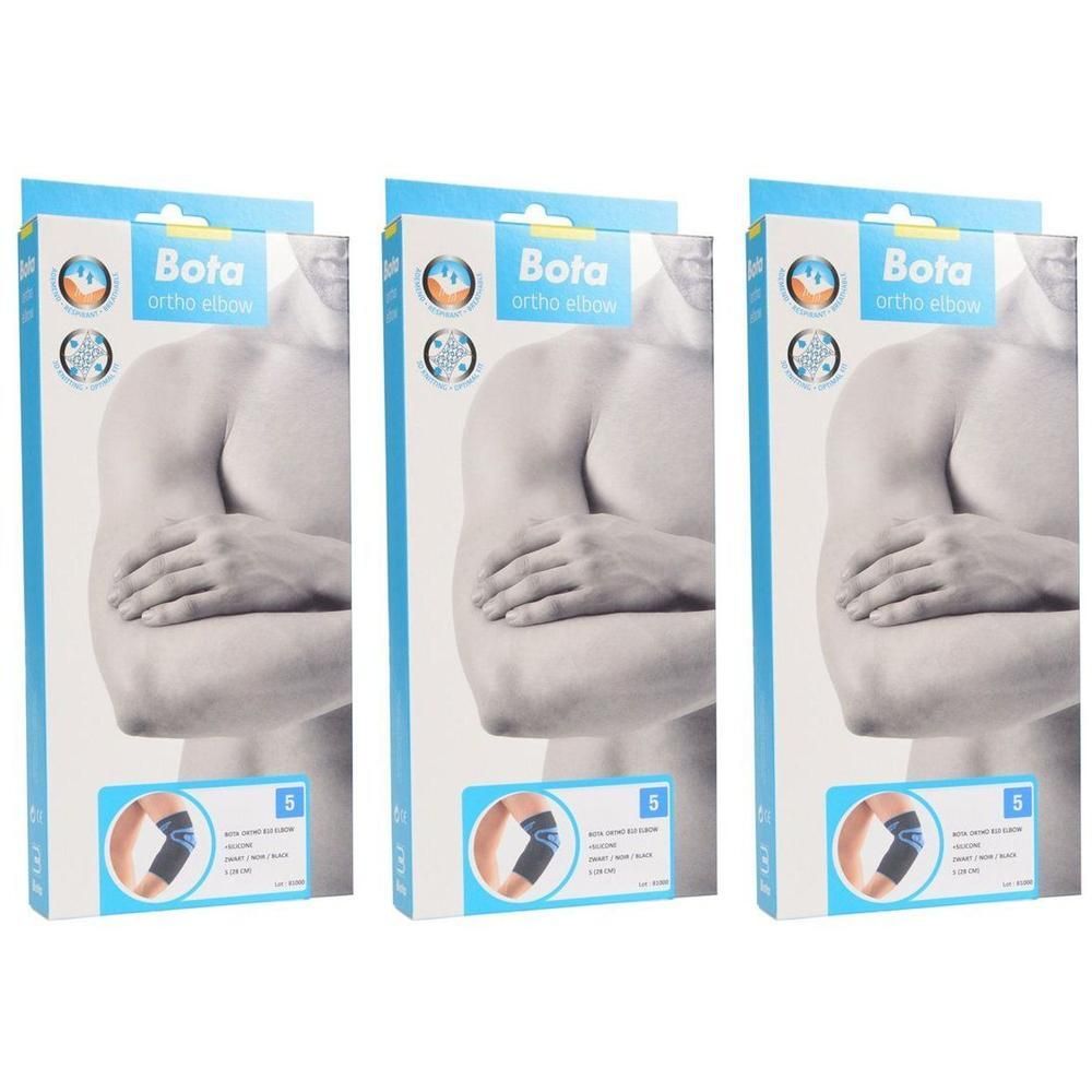 Drie verpakkingen Bota Ortho Elleboogbrace Zwart Maat 5.