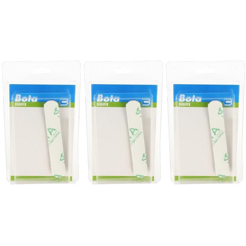 Trois paquets de Bota Digifix Fingersplints, chacun contenant une attelle digitale.