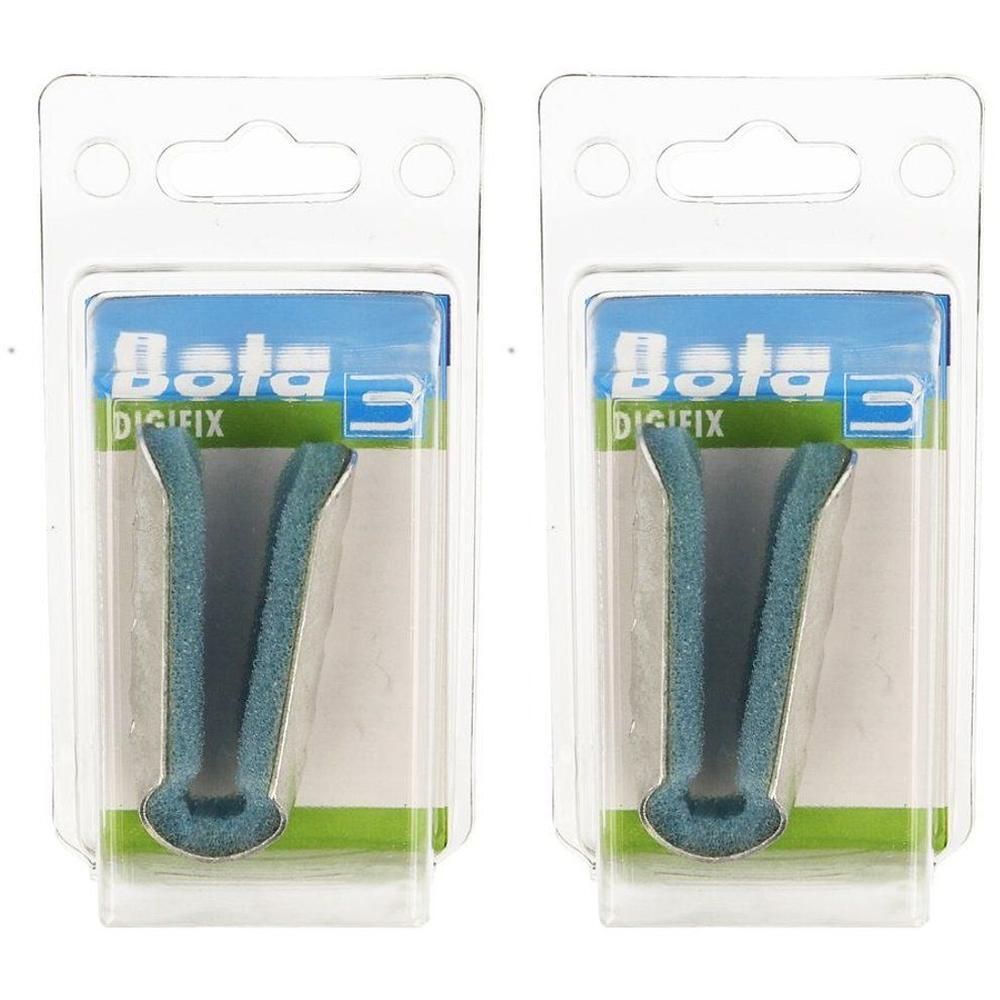 Deux capuchons pour doigts bleus en emballage blister, marque Bota Digifix.