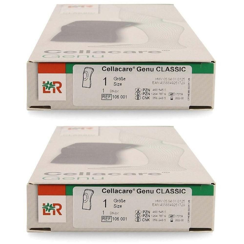 Deux paquets de genouillères Cellacare Genu CLASSIC, taille 1.