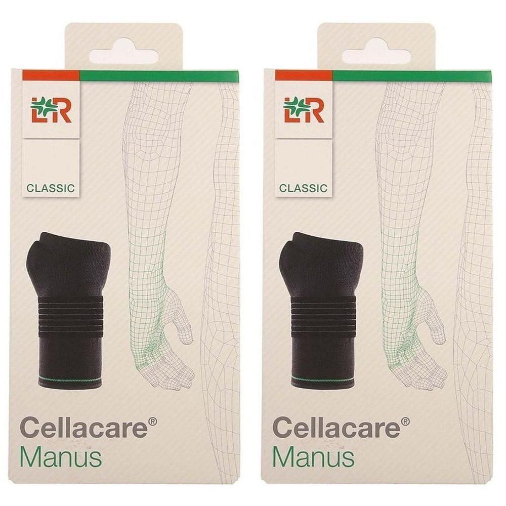 Twee Cellacare Manus Classic polsbandages in de originele verpakking.
