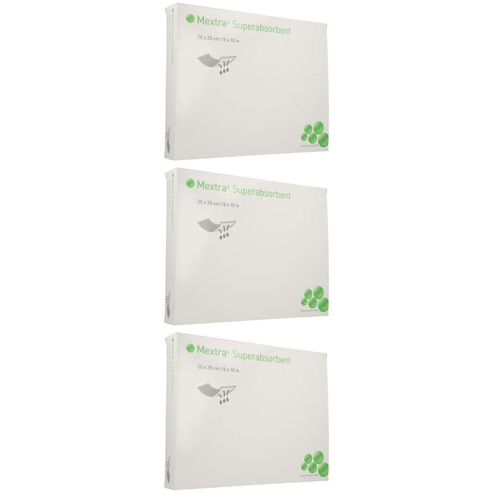 Drie pakken Mextra Suprasorb verband, 20x25 cm.