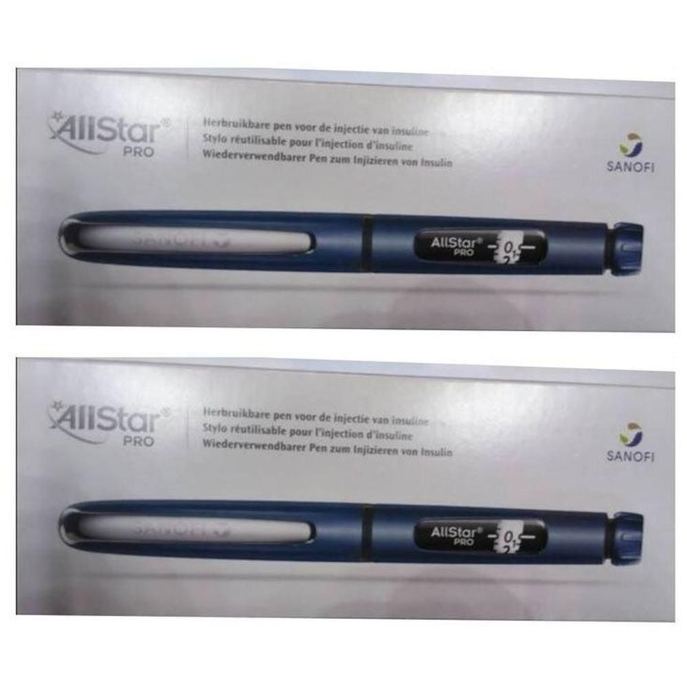 Stylo injecteur d'insuline bleu AllStar PRO avec affichage numérique de la dose.