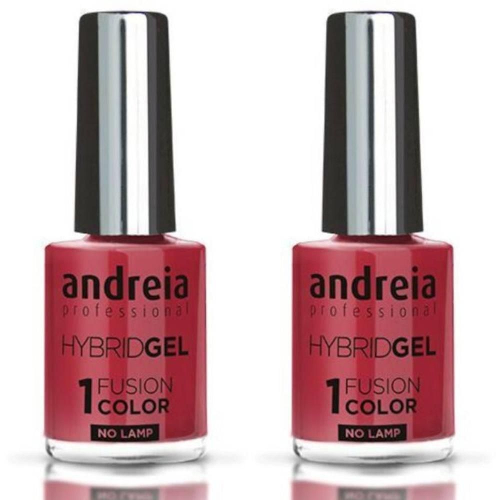 Deux flacons de vernis à ongles Andreia Hybridgel orange vif.