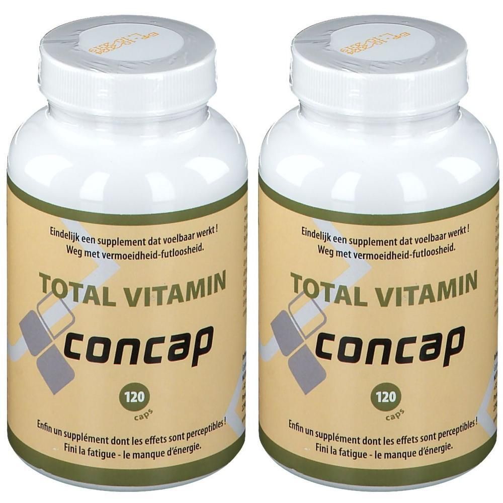 Deux flacons de Concap Total Vitamin, 120 gélules chacun.