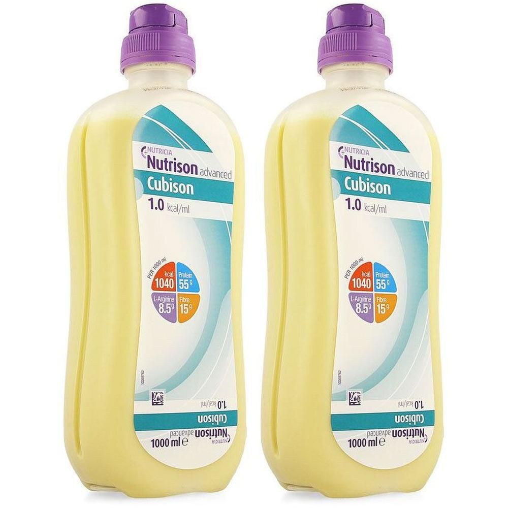 Twee flessen Nutrison Advanced Cubison 1.0 kcal/ml, 1000 ml.