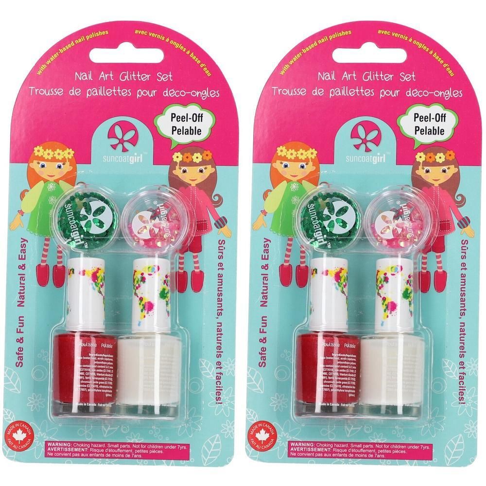 Deux coffrets de vernis à ongles et paillettes pour enfants. Peel-Off.