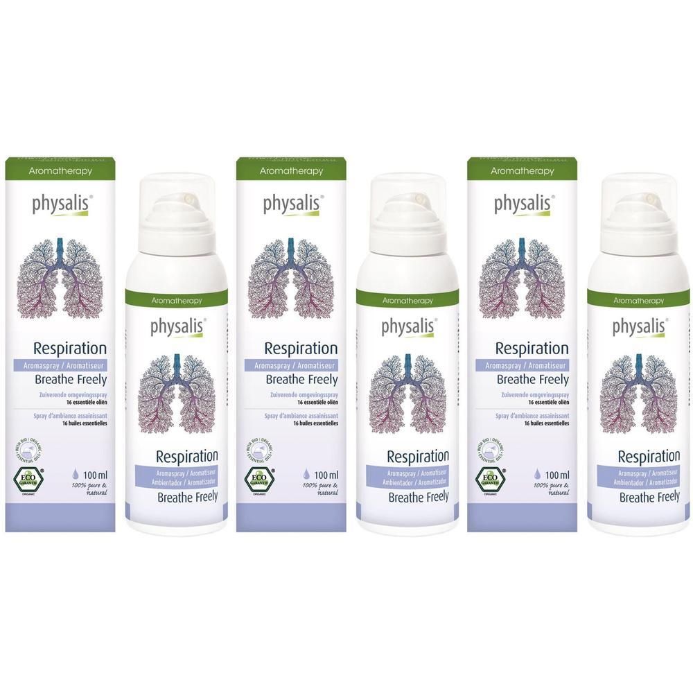 Vier flacons Physalis Spray Aromatique Respiration met longafbeelding.
