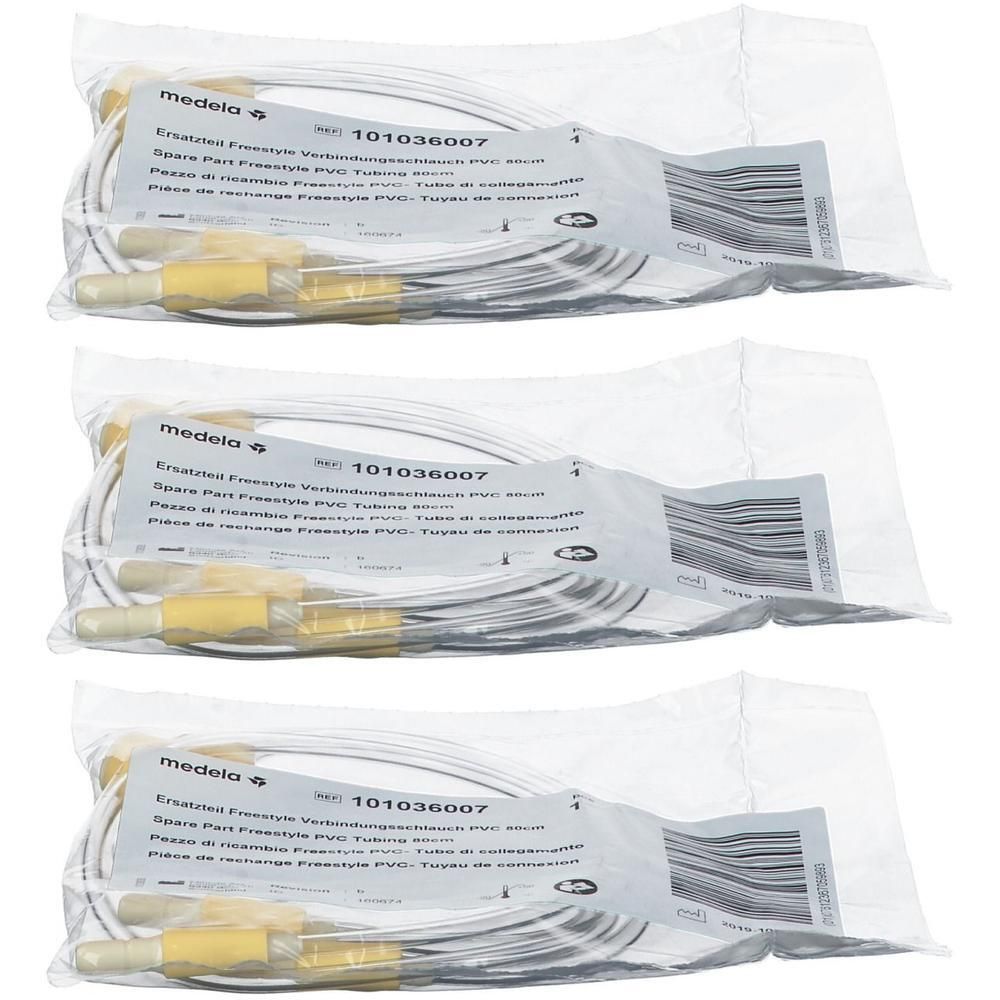 Drie Medela Freestyle PVC slangen, 60cm, individueel verpakt.