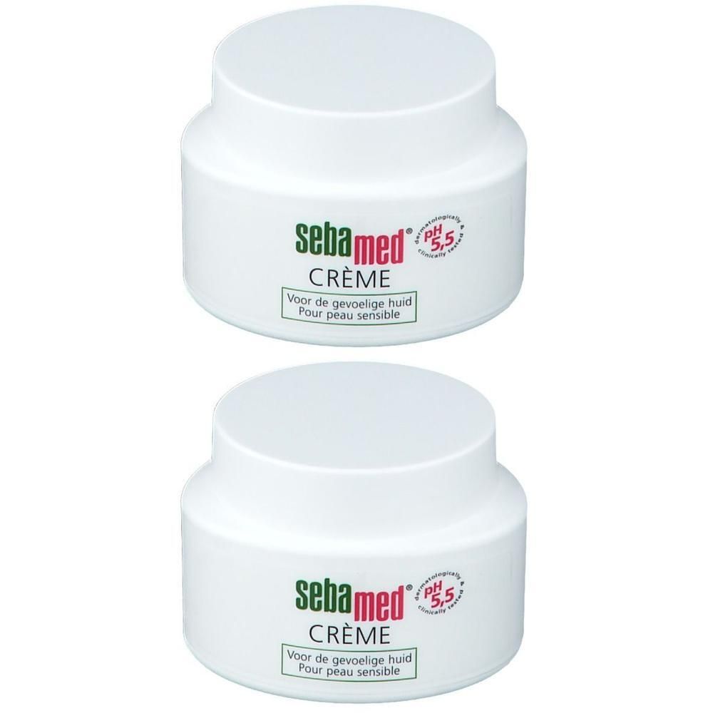 Deux pots de crème hydratante Sebamed® pH 5,5 pour peau sensible.