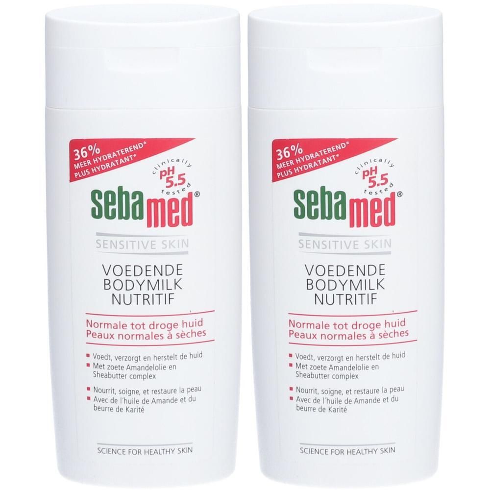 Twee flessen Sebamed® Voedende Bodymilk voor normale tot droge huid, pH 5.5.