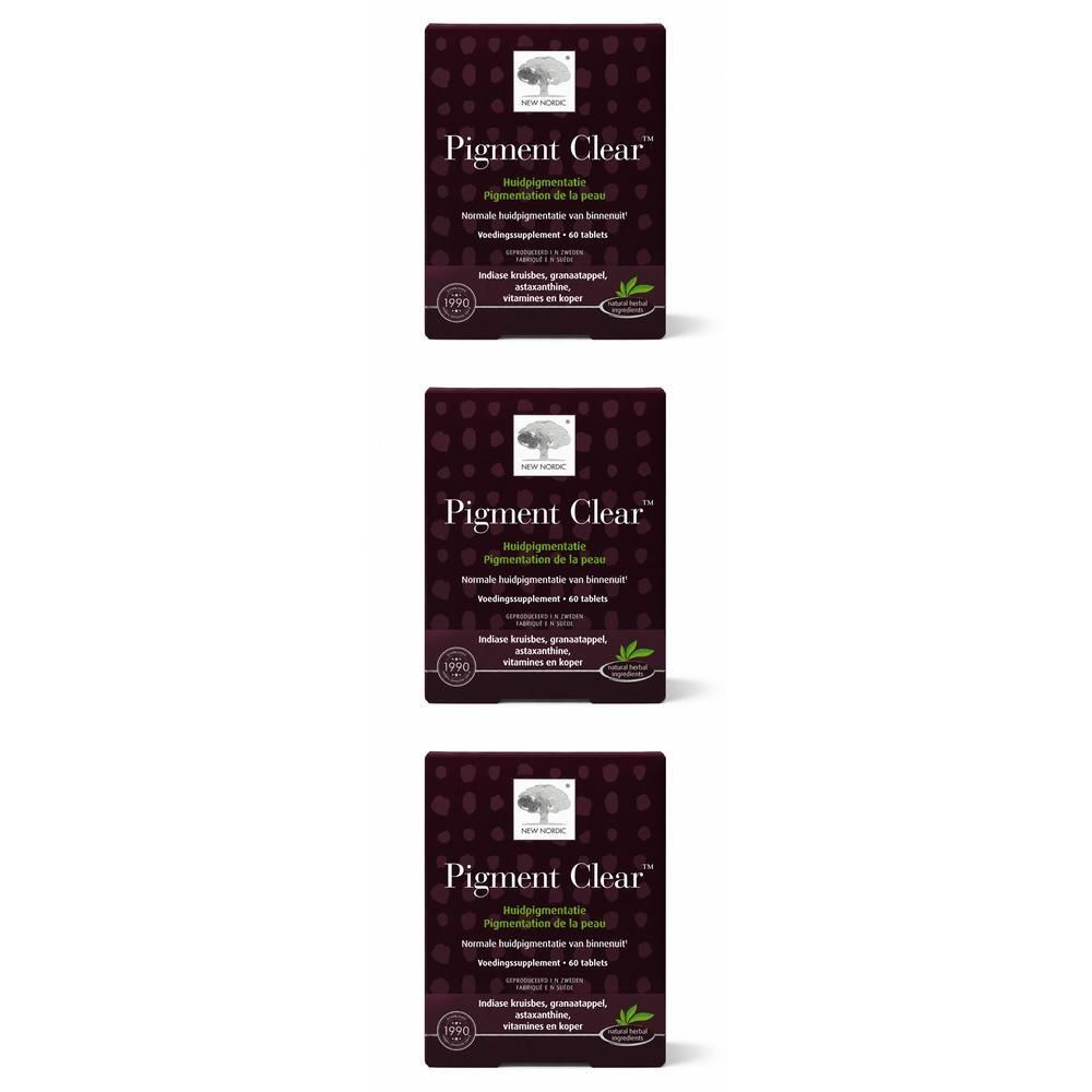 Trois paquets de New Nordic Skin Care Pigment Clair, complément alimentaire.