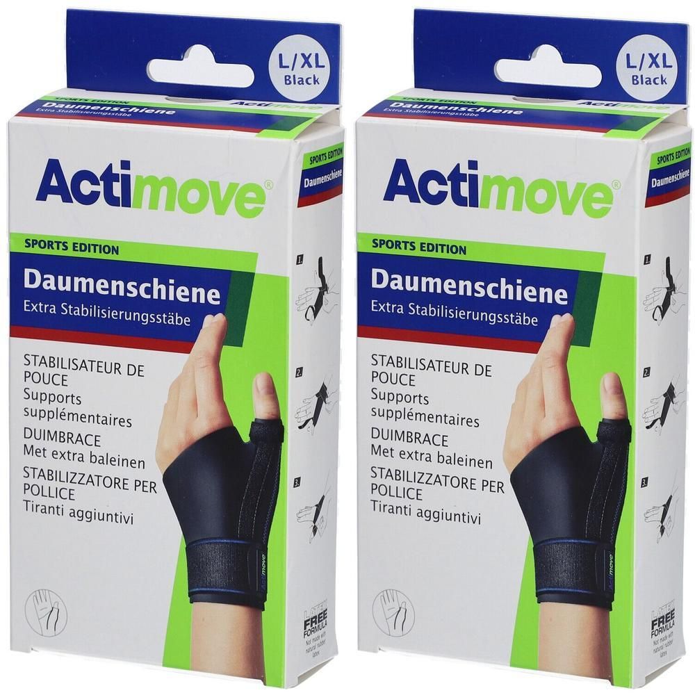 Actimove Stabilisateur Pouce, L/XL, Noir. Supports supplémentaires pour pouce et poignet.