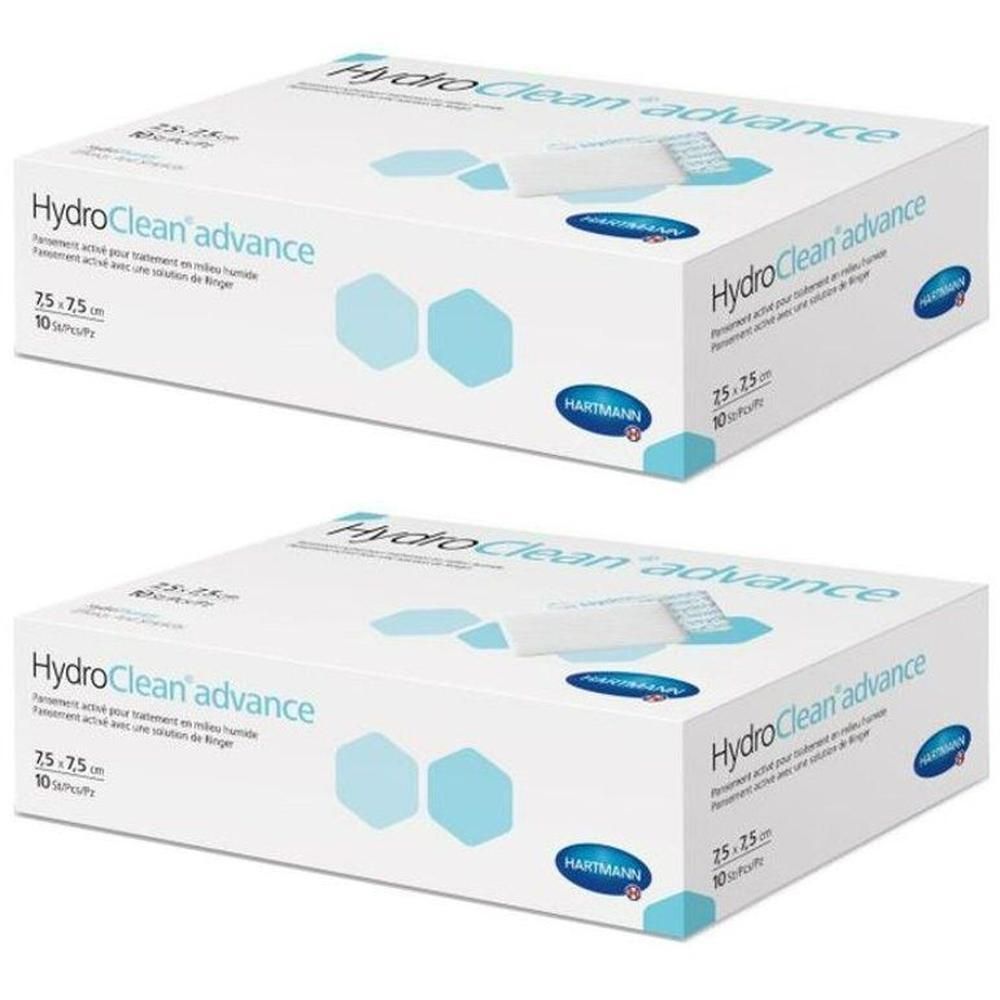 Twee pakken Hartmann HydroClean Advance wondreinigingsdoekjes, 7,5 x 7,5 cm.