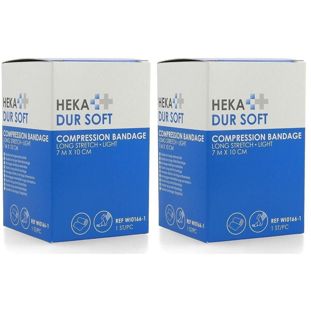 Twee dozen Heka Dur Soft compressiezwachtels, 7m x 10cm.