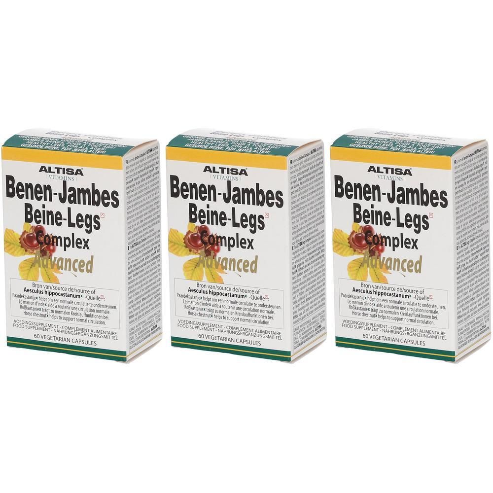 Drie dozen Altisa Benen Complex Advanced, 60 vegetarische capsules.