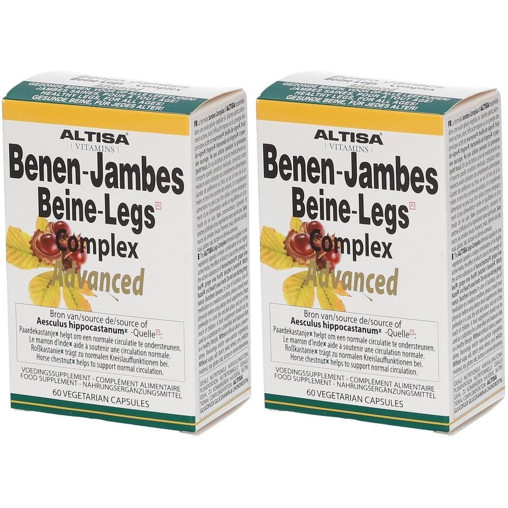 Twee verpakkingen Altisa Benen-Jambes Beine-Legs Complex Advanced, 60 vegetarische capsules.