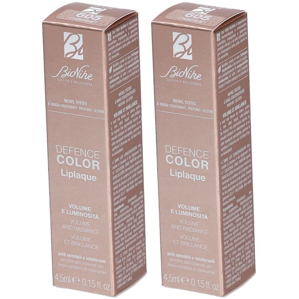 Deux emballages BioNike Defence Color Liplaque 605 Cabernet. 4,5ml.