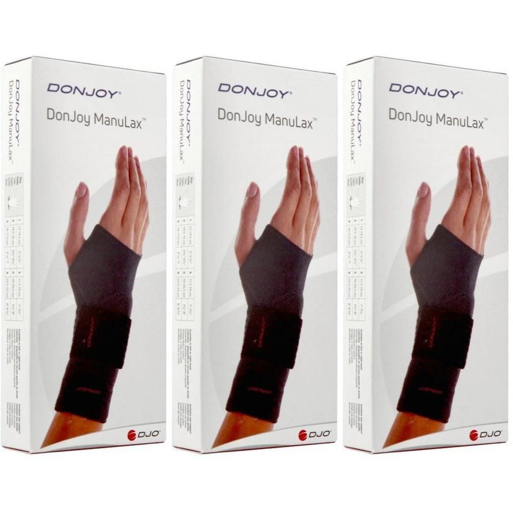 DonJoy ManuLax polsbrace, zwart, met klittenbandsluiting.