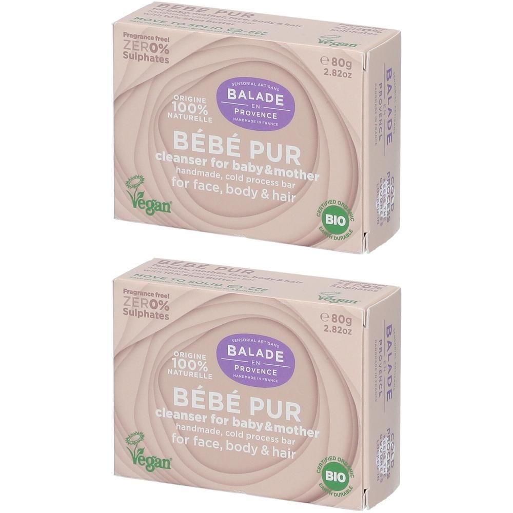Twee pakken Balade en Provence Bébé Pur zeep, 80g.