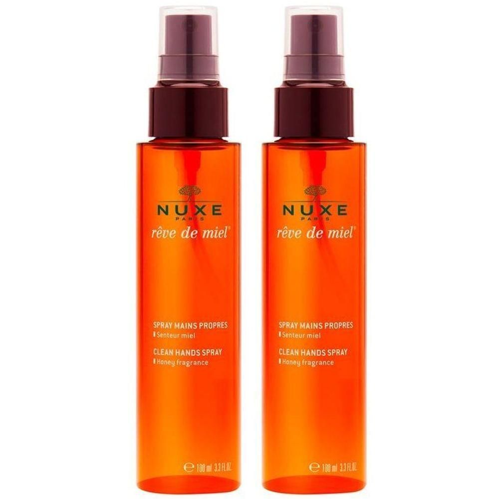 Deux sprays mains propres Nuxe Rêve de Miel parfum miel.