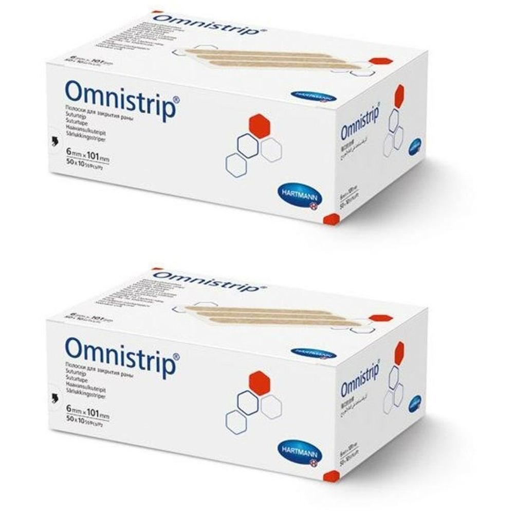 Deux paquets de pansements Hartmann Omnistrip, 6x101mm.