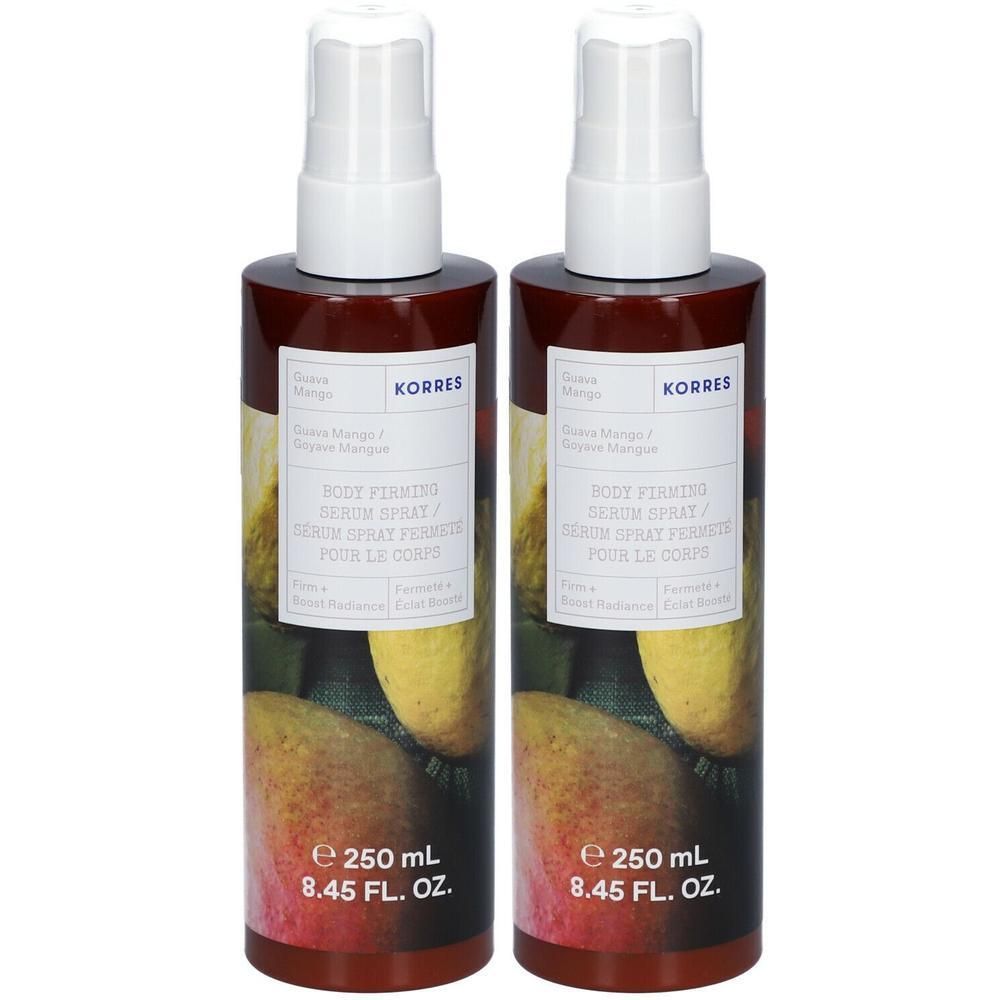Twee Korres Body Firming Serum Sprays Guave Mango, elk 250 ml.
