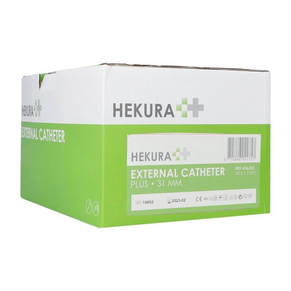 Boîte de cathéter externe Hekura Plus, blanche et verte, taille 31 mm.