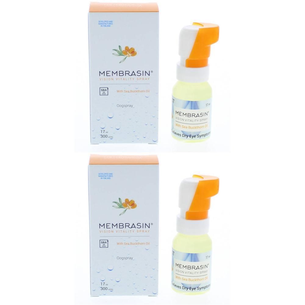 Deux boîtes de Membrasin Vision Vitality Spray avec applicateur spray.