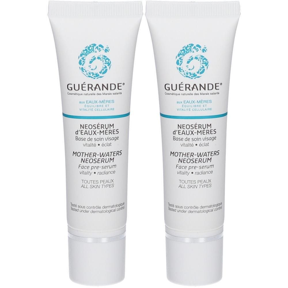 Deux tubes de Guérande Neoserum d'Eaux-Meres, base de soin visage pré-sérum pour toutes peaux.