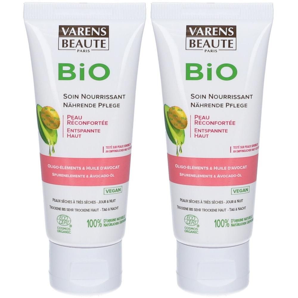 Twee tubes Varens Beauté Bio Voedende Verzorging met avocado-olie. Voor droge huid.