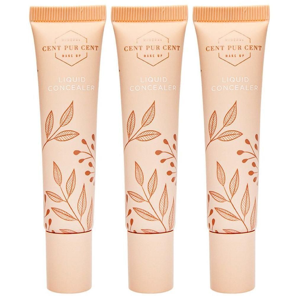 Drie tubes Cent Pur Cent Liquid Concealer met bladerpatroon.