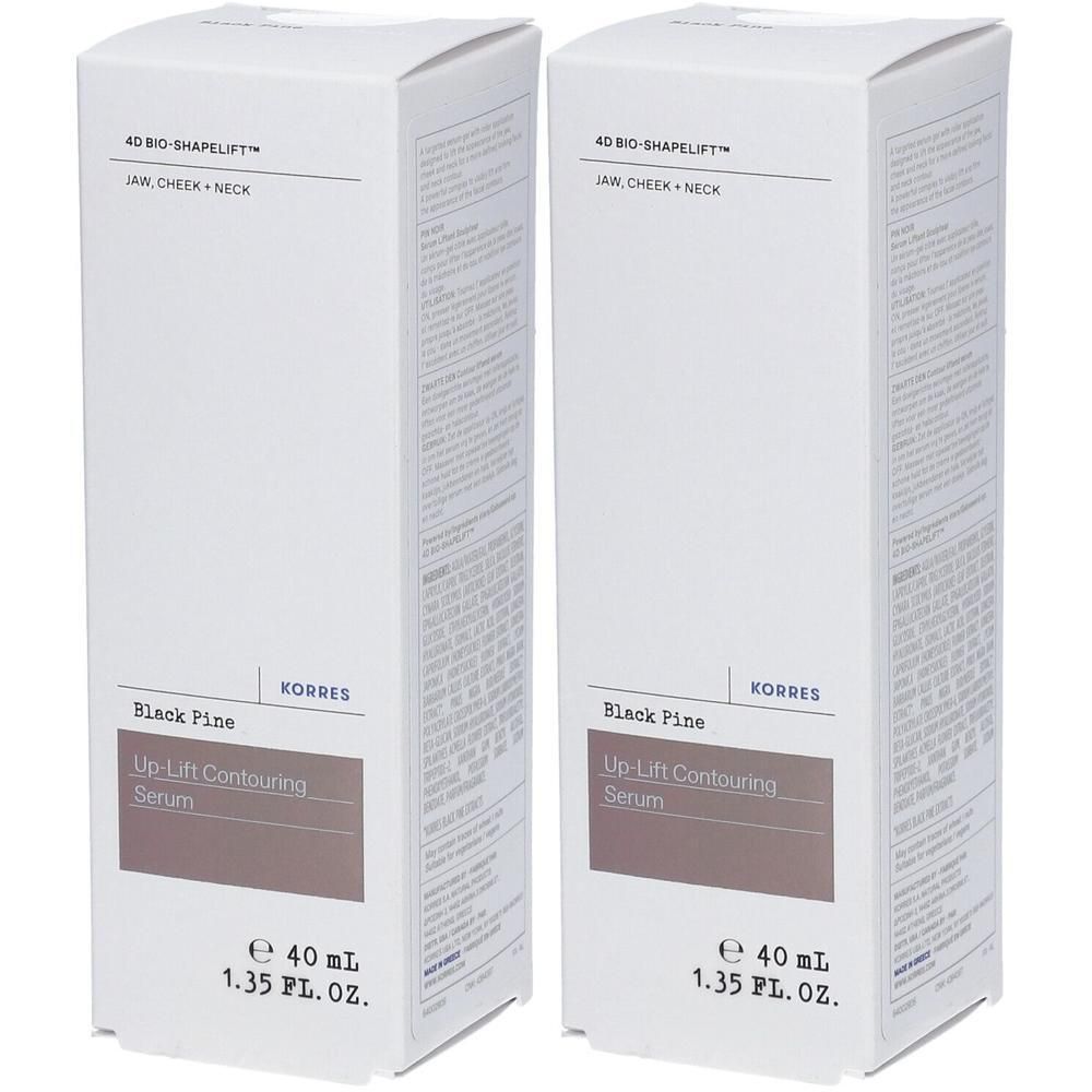 Deux boîtes de sérum raffermissant Korres Black Pine, 40 ml chacune.