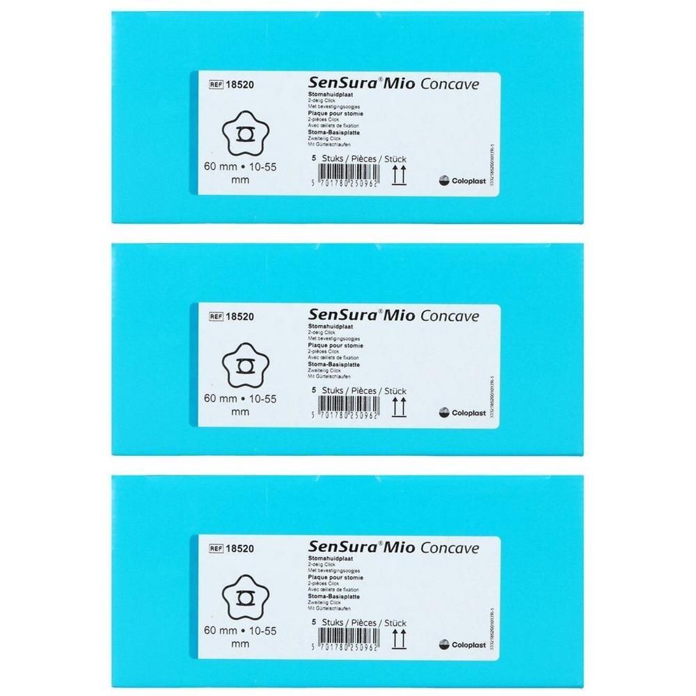 Drie pakken SenSura Mio Concave 60mm 10-55mm.