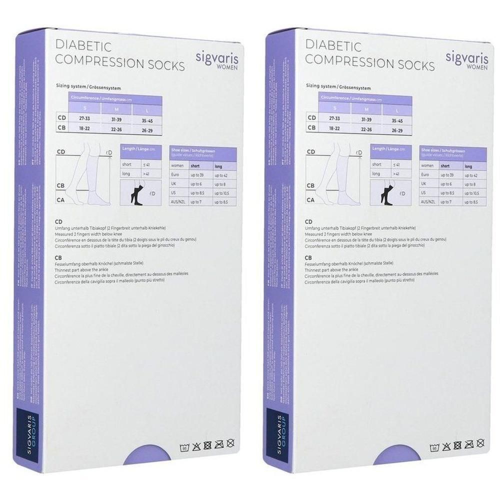 Twee dozen Sigvaris compressiekousen voor dames, wit, maat L.