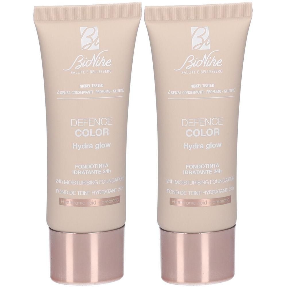 Deux fonds de teint BioNike Defence Color Hydra Glow, teinte Sand.