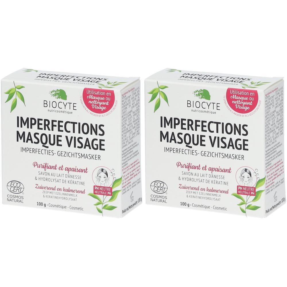 Twee verpakkingen Biocyte Imperfections Gezichtsmasker, 100g.