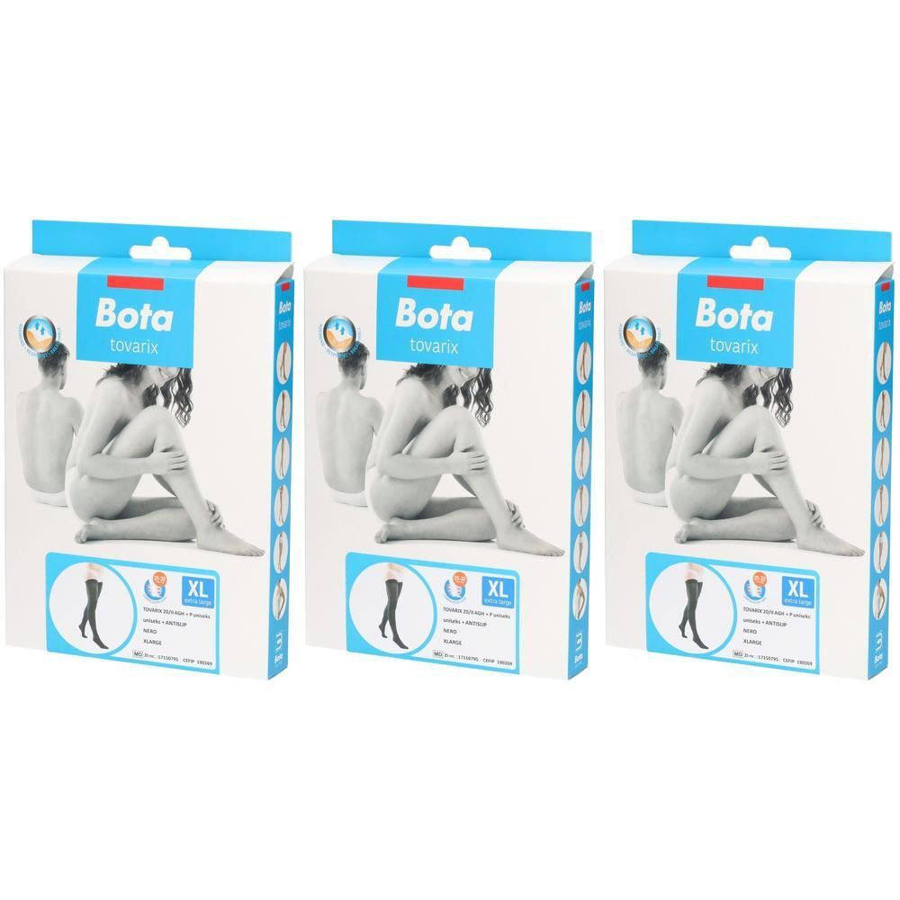 Drie pakken Bota Tovarix compressiekousen, maat XL, beige.