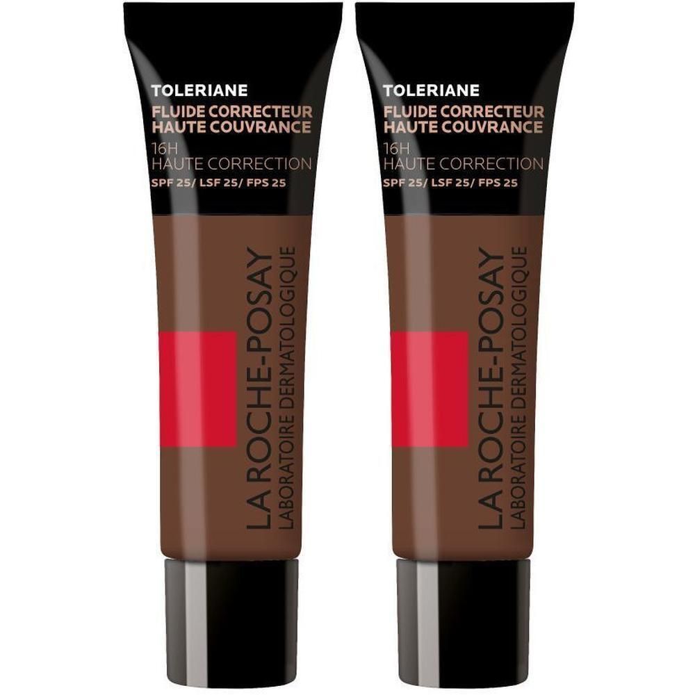 Twee La Roche-Posay Toleriane Fluide Correcteur tubes met SPF25. Donkerbruine kleur.