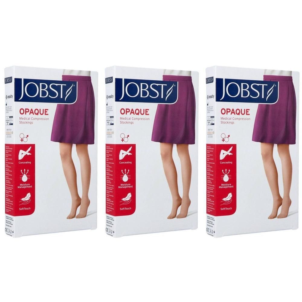 Bas de contention JOBST Opaque, Classe 2, couleur Nature. L'emballage montre la jambe d'une femme.