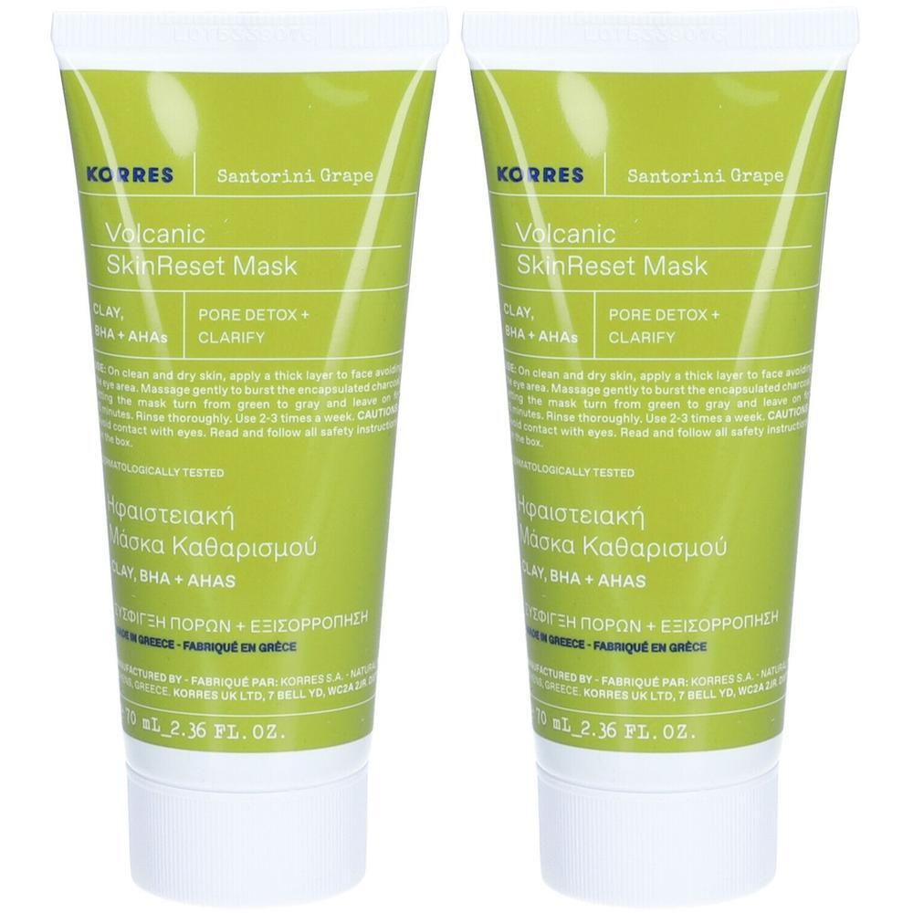 Twee Korres Volcanic SkinReset Mask Santorini Druif tubes. 70 ml.