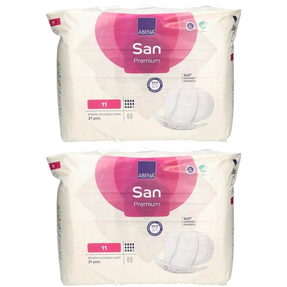 Deux paquets de 21 protections anatomiques Abena San Premium 11.