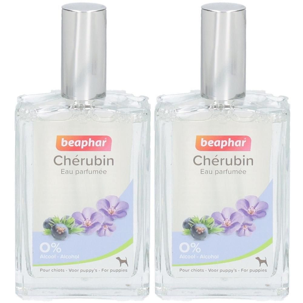 Twee flacons Beaphar Chérubin Eau Parfumée voor puppy's, 0% alcohol.