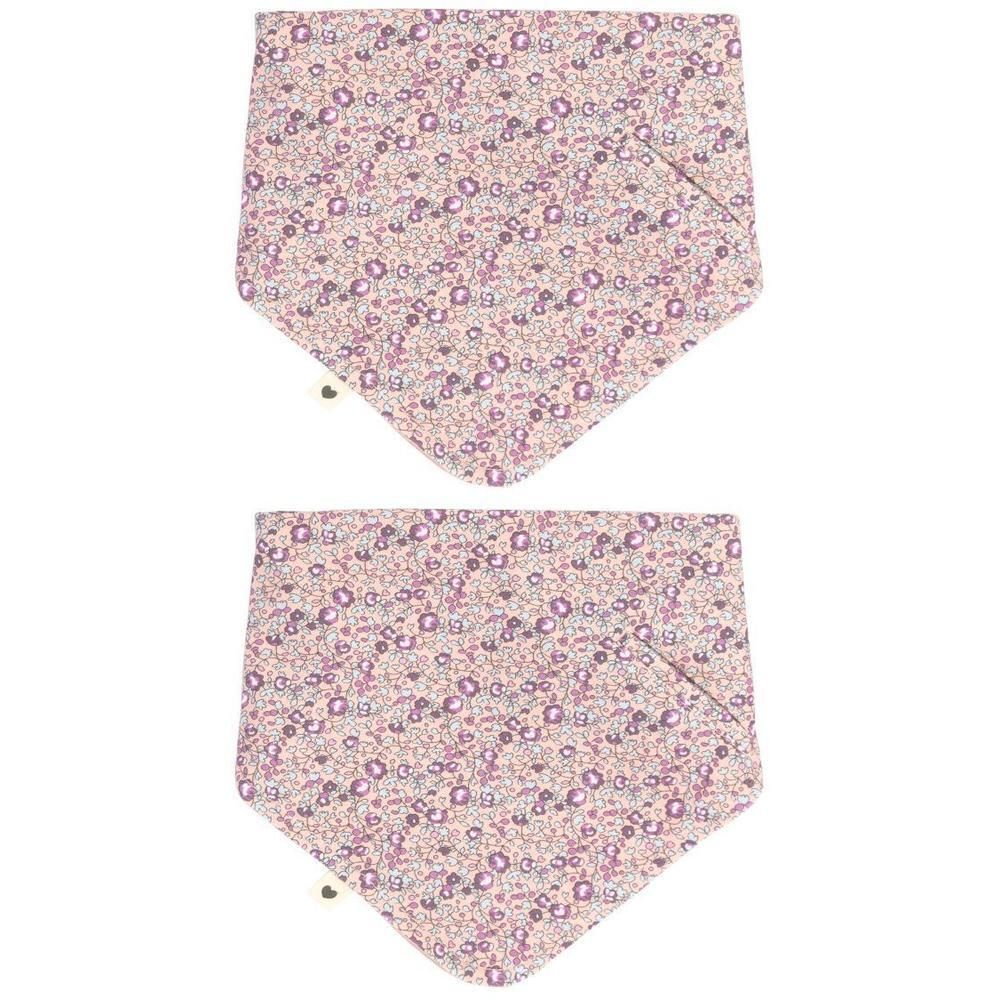 Deux bavoirs bandana avec un imprimé Liberty Blush.